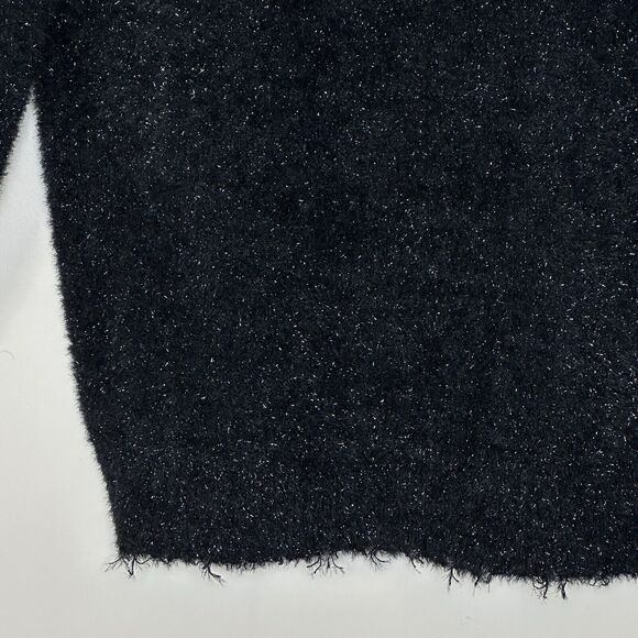 Sandrine Rose Eyelash Metallic Sparkle Sweater Black Women XS NWT Super Soft - Picture 5 of 11